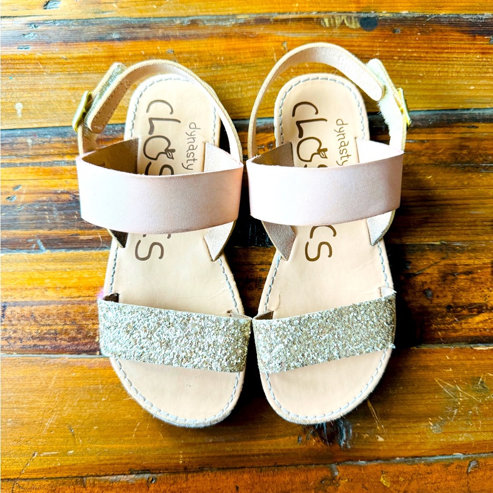 Dynasty Classics Pink and Gold Glitter Strap Sandals